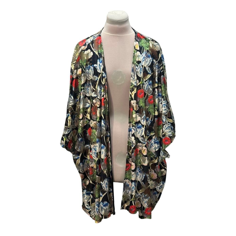 UMGEE Gorgeous Velvet Burnout Floral SS Kimono Topper 1XL/2XL Whimsygoth Fairy